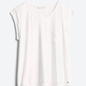 CALVIN KLEIN Parnetta Mix Media 1 Pocket Knit Top